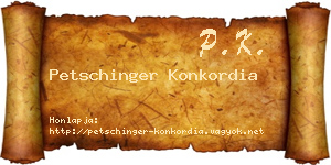 Petschinger Konkordia névjegykártya